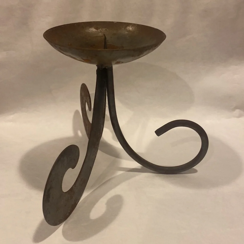 PIER ONE Metal Fleur de Lis Round ball candle holder